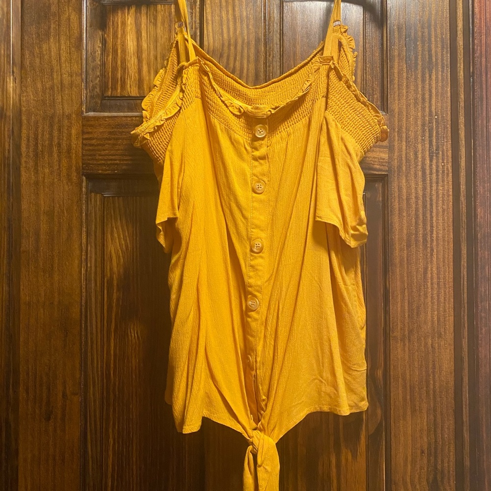 BNWT Golden Cold Shoulder Top